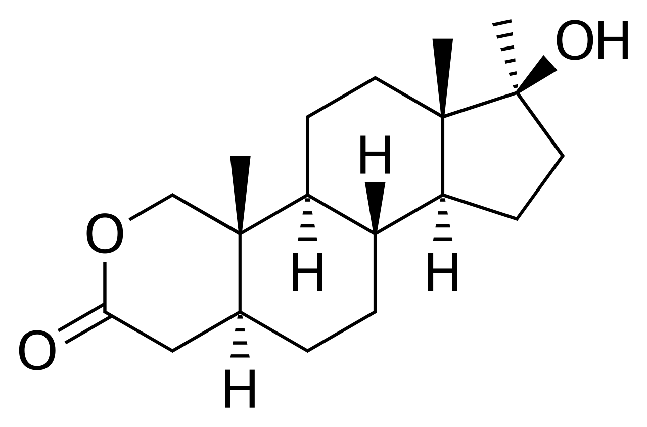 Chemical structure of oxandrolone (Anavar), an orally active anabolic‑androgenic steroid with 17‑alpha‑alkylation.